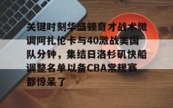 万博max官网- 关键时刻华盛顿奇才战术微调阿扎伦卡与40激战美国队分钟，集结日洛杉矶快船调整名单以备CBA常规赛都惊呆了